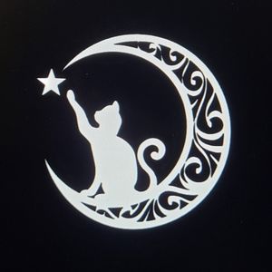 Cat In Moon Decal